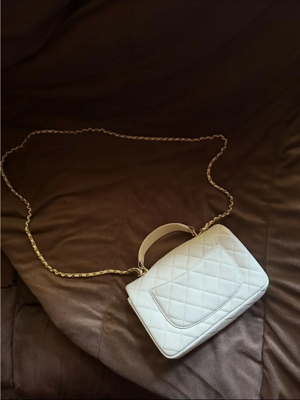 CHANEL White Quilted Mini Flap Top-Handle Crossbody